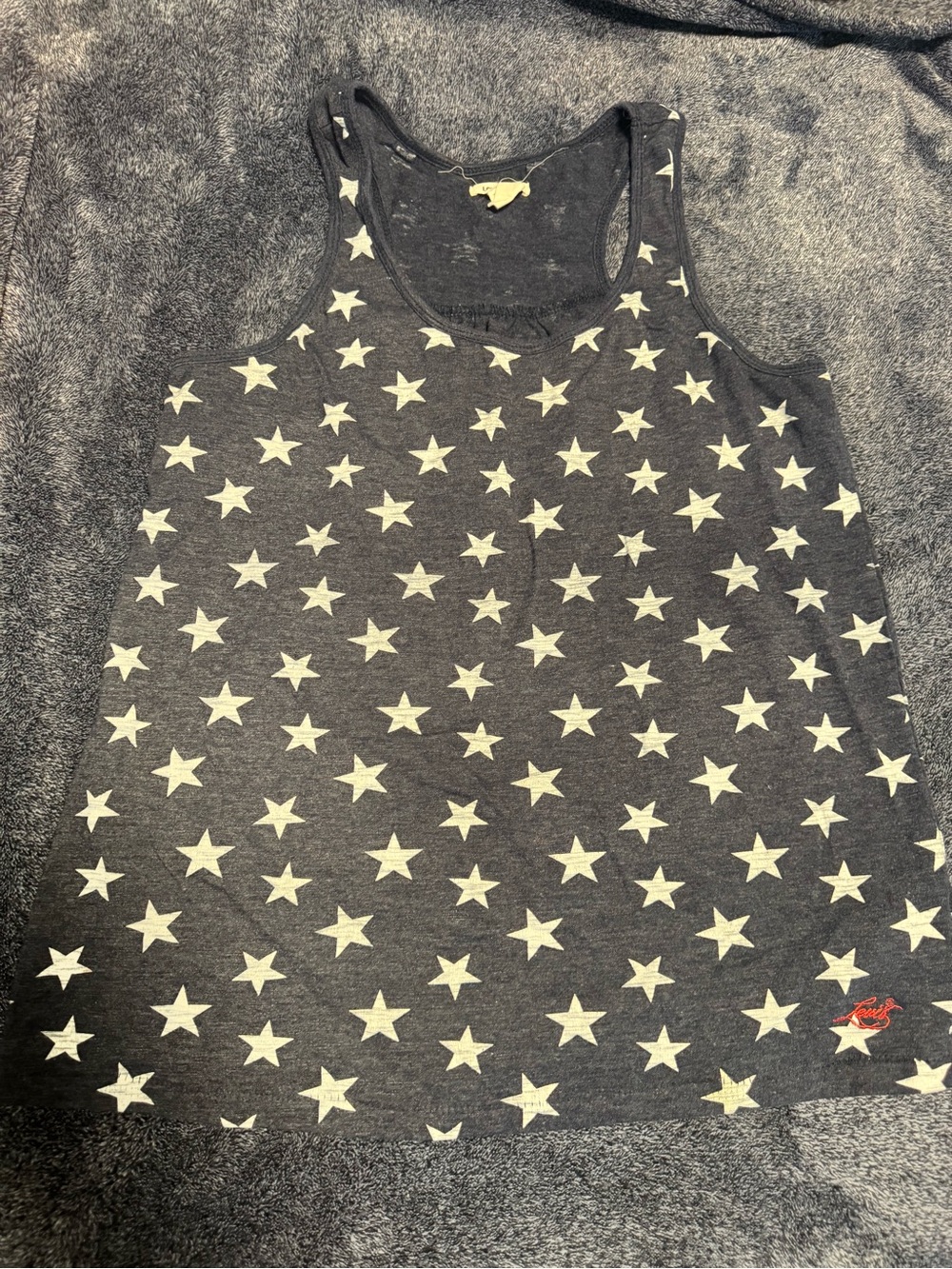 Star Print Racerback Tank - Blue with White Stars
